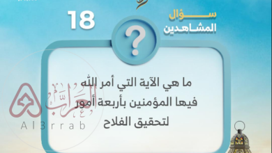 ما هي الآية التي أمر الله فيها المؤمنين بأربعة أمور لتحقيق الفلاح؟ما هي