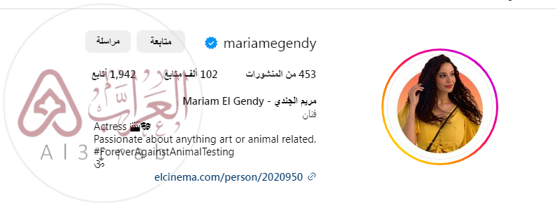 الحساب الرسمي لمريم الجندي على الانستغرام