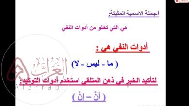 الجملة الاسمية المثبتة هي التي تخلو من أدوات النفي